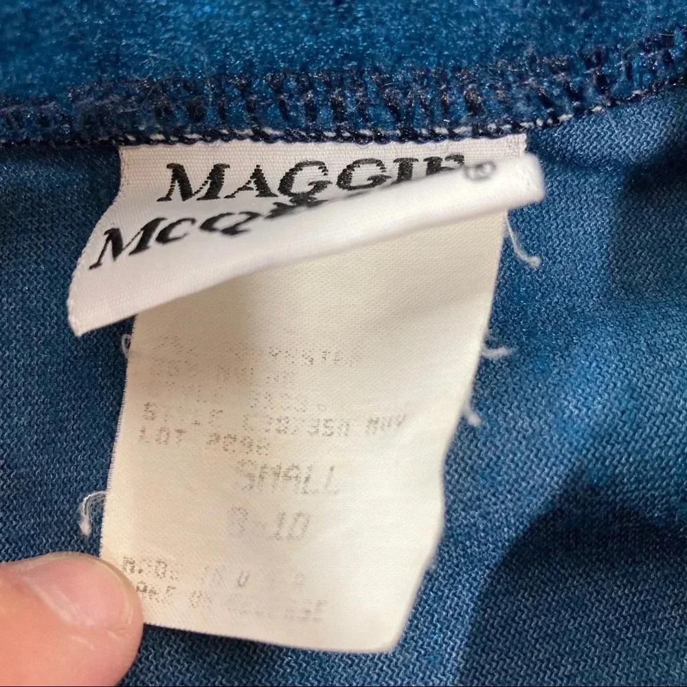Vintage Maggie McQuade Blue Velvet w/Lace Nightgown Duster Womens Small 1/4 Zip - Picture 7 of 8